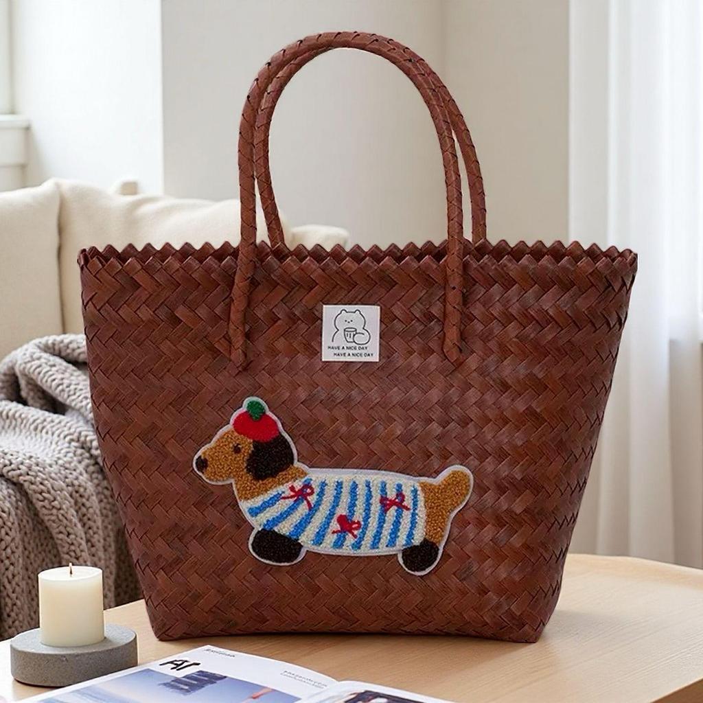 Сумка и корзина для хранения ручной работы с вышивкой «Такса»