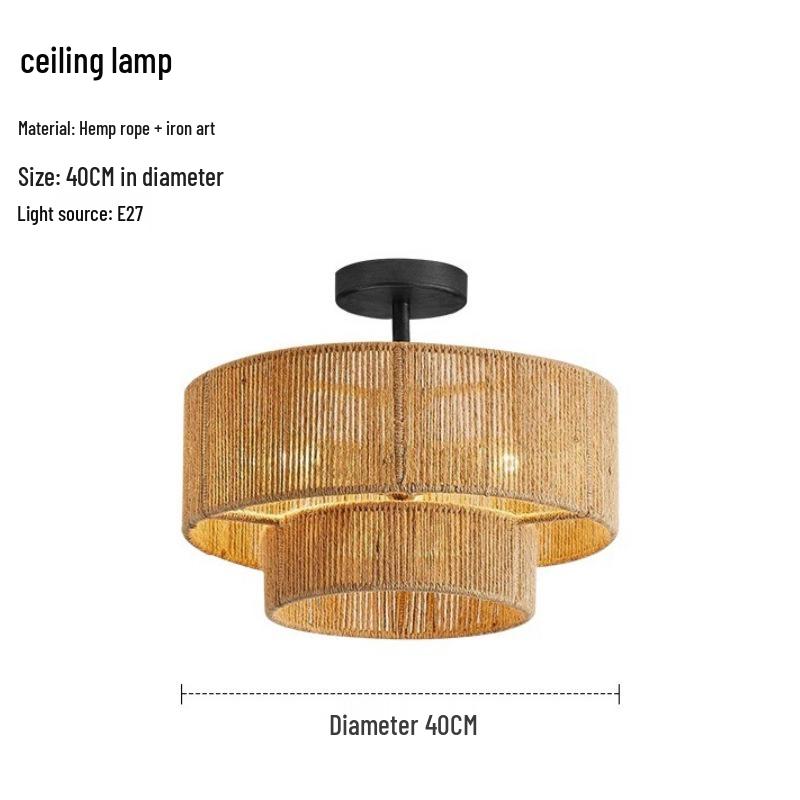 Винтажная люстра Ваби-Саби с кисточками из пеньковой веревки для спальни или гостиной