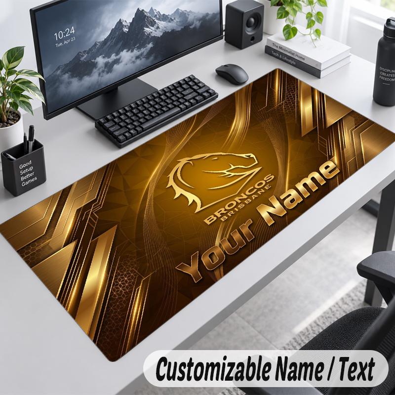Custom Name Text Mouse Pad Brisbane Broncos Personalized Desk Pad For Work And Gaming