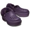 Crocs EVA Модные Мягкие и Теплые Туфли с Отверстиями Женские Насыщенного Фиолетового Цвета Ирис Плюшевая часть не снимается