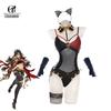 Dehya Bunny Girl Costume  Original Genshin Impact Dehya Bunny Suit Sexy Lace-up Design Women Jumpsuit Full Set