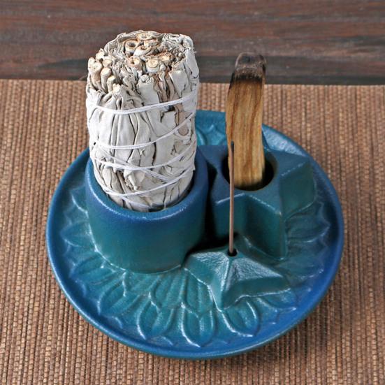 Ceramic Incense Burner for Palo Santo Sticks Incense Stick Holder with Ash Catcher Tray Multi-Functional