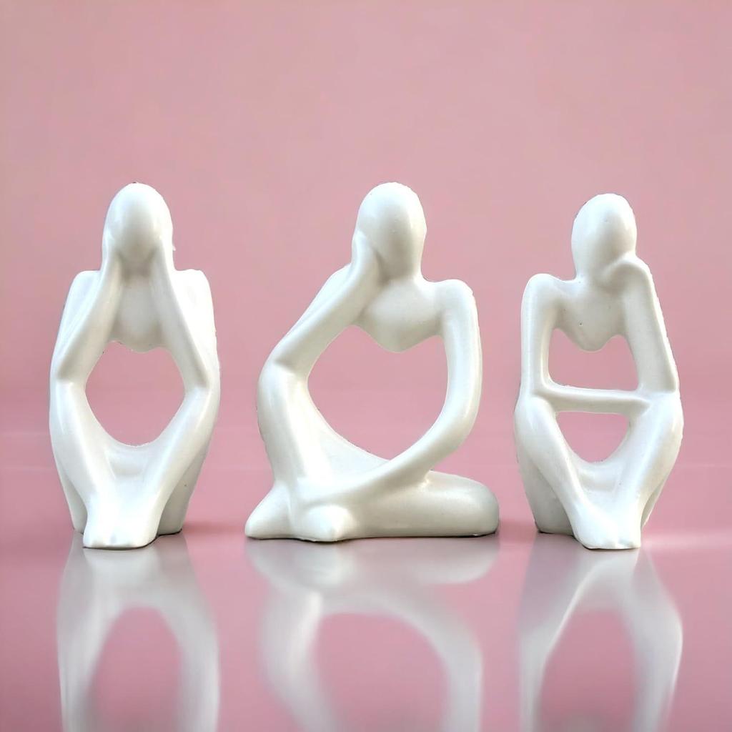 Новый набор из керамических статуэток «Мыслитель» из 3 предметов современного искусства, скульптурные украшения для домашнего декора
