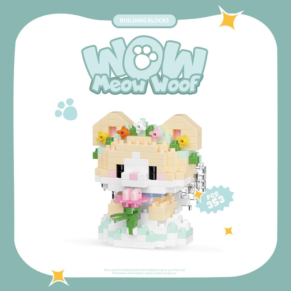 Mini Cartoon Cute Cat Dog Animals Models DIY Building Blocks Toys Micro Blocks Kit Christmas New Year Gifts Lucky Decor