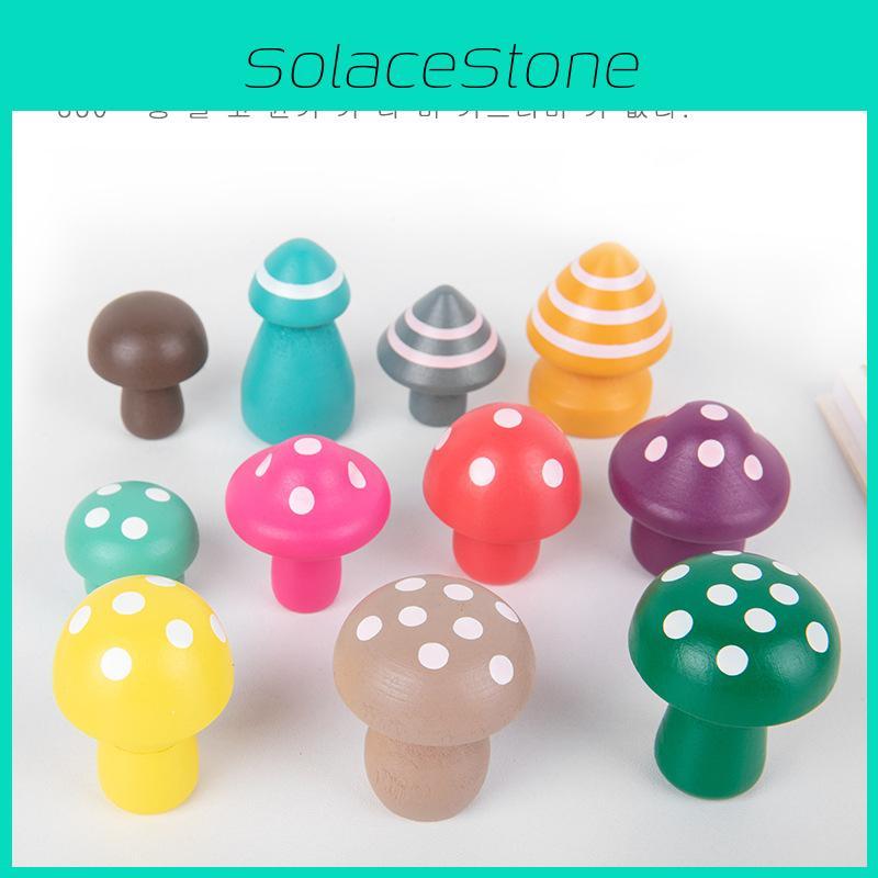 Wooden Mushrooms Toddler Learning Toy For Counting And Practice Concentration