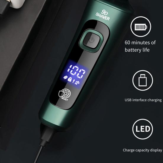 Men Electric Shaver LED Display 3 Heads USB Rechargeable Travel Rotary Razor Cordless Hair Beard Trimmer Remover Tool Father Boyfriend Gift