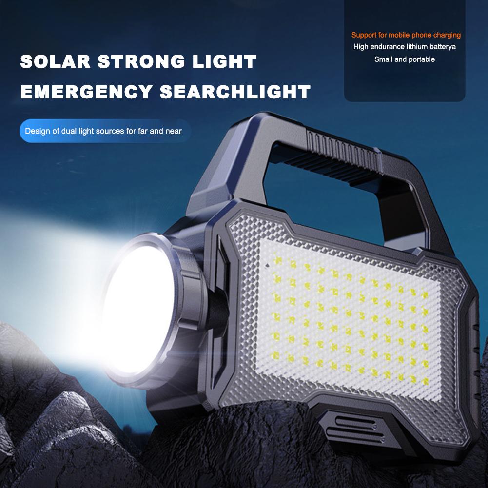High Power Flashlights Rechargeable Camping Work Light Multi Functional Portable Light Solar+Type C Charging for Hiking Fishing