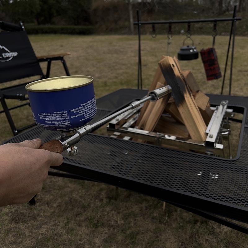 COOLCAMP Портативный ручной газовый огнемет с деревянной ручкой для кемпинга на открытом воздухе с барбекю