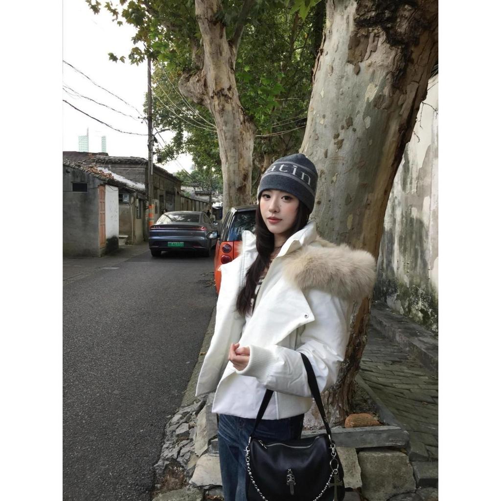 Winter new super popular fashion short fur collar hooded cotton jacket women's lazy wind warm bread clothes