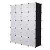 20 Cube Organizer Stackable Plastic Cube Storage Shelves Design Multifunctional Modular Closet Cabinet with Hanging Rod White Doors and Black Panels