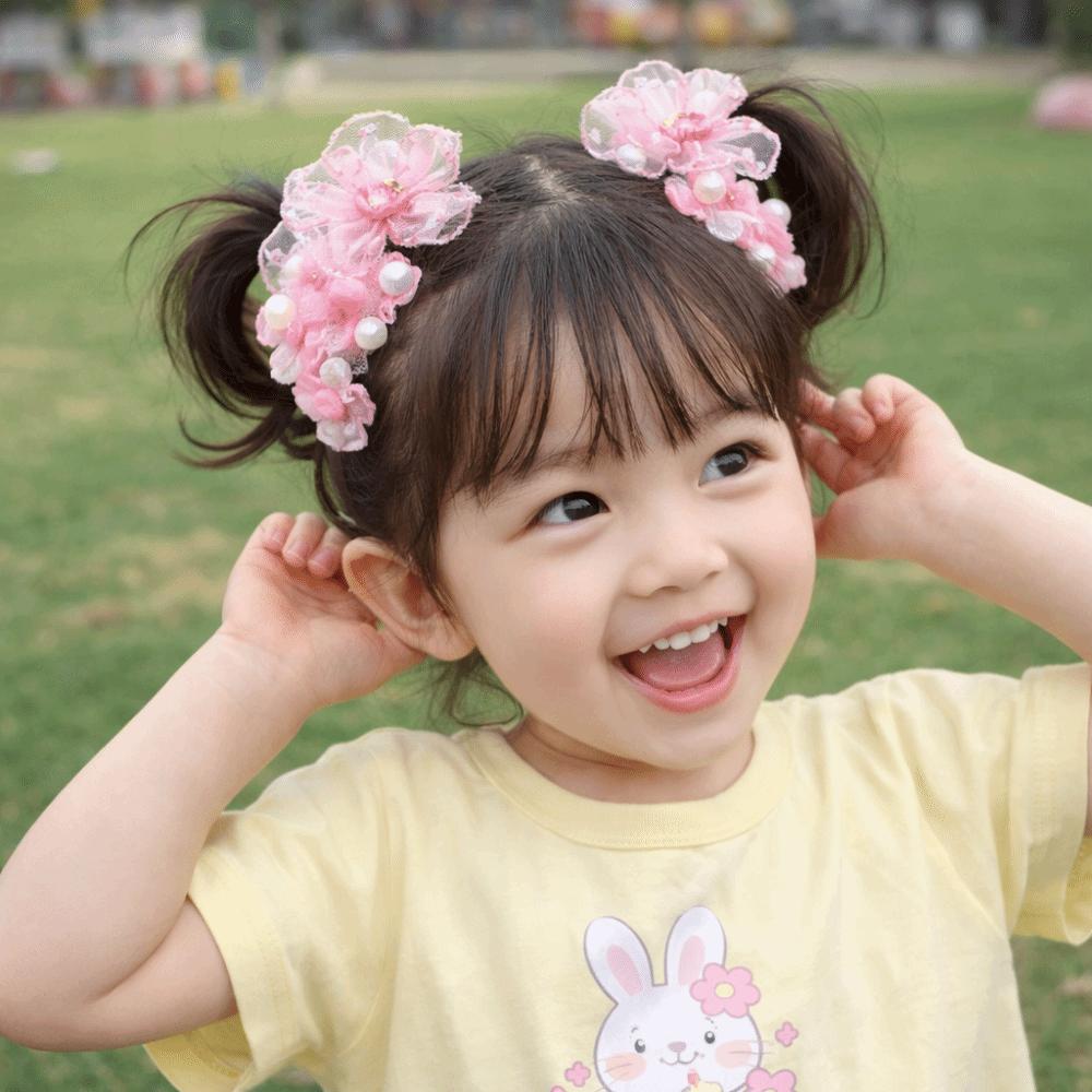 10pcs Colorful Children's Headband Set No Harm High Elastic Hair Rope Flower Hair Ties Daily Use