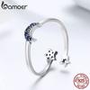 BAMOER Real 925 Sterling Silver Sparkling Blue Moon Star Clear CZ Finger Rings for Women Wedding