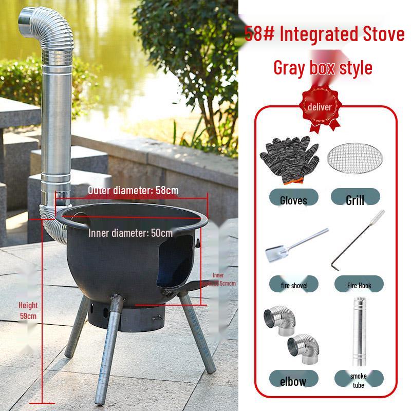 Rural Outdoor Portable Iron Wood-Burning Stove