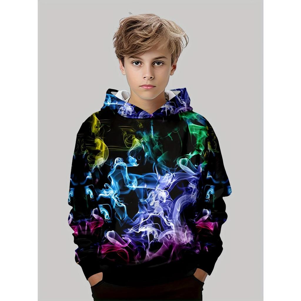 Детская одежда, креативная толстовка с капюшоном с 3D-принтом для мальчиков, повседневный спортивный топ с длинным рукавом и капюшоном для мальчиков