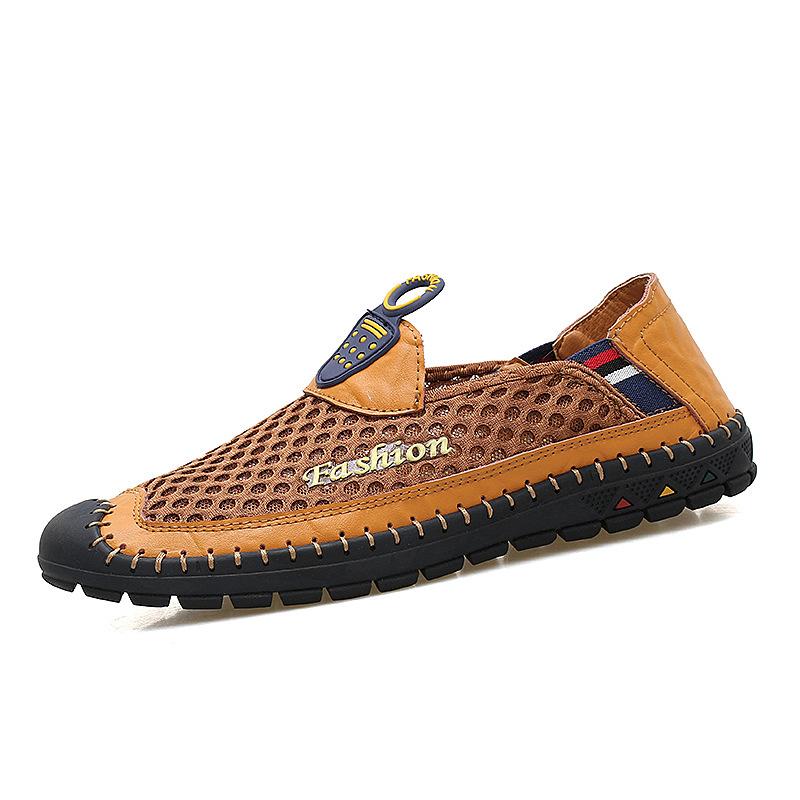 Soft-soled non-slip outdoor men's shoes breathable mesh handmade casual shoes