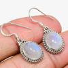 Natural Rainbow Moonstone Gemstone 925 Solid Sterling Silver Earring 1.25" T0m94
