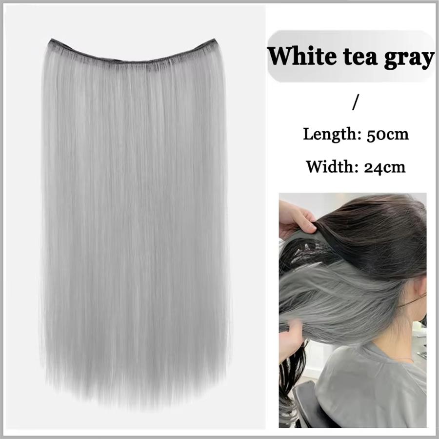 Synthetic Long Straight Clip In One Piece Hair Extension 4 Clips Inner Layer Hidden Hair Hair Piece Wig