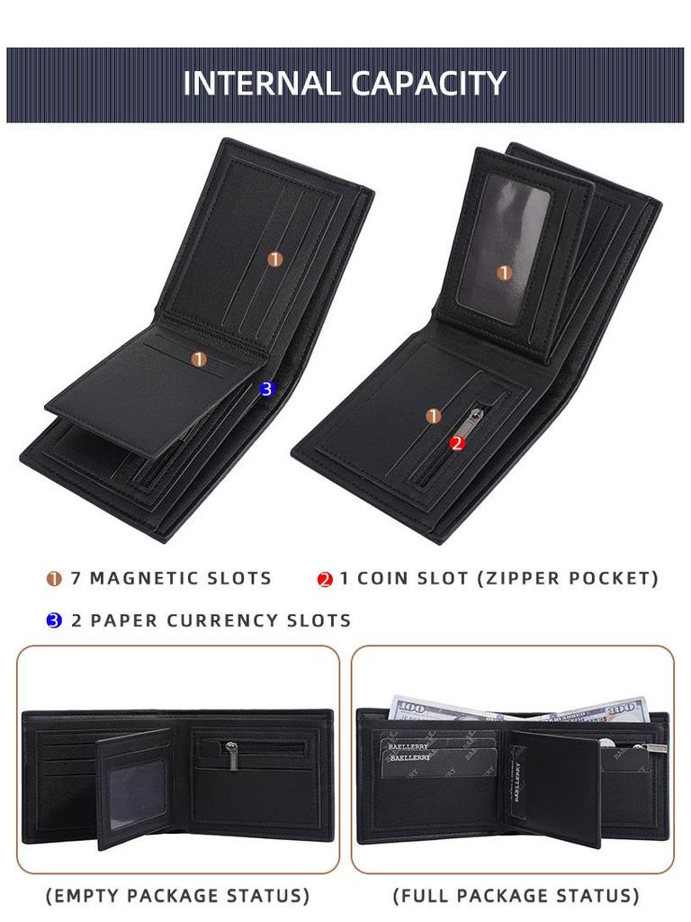 Baellerry Men's Anti-Theft RFID Short Wallet: High-End Card Holder & Coin Purse