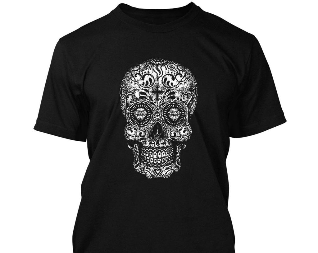 Sugar Skull Pattern - Men's T-Shirt and kids tshirt Graphic Novelty Tee - Calavera Cinco De Mayo Dia De Los Muertos Mexico Mexcian Skeleton