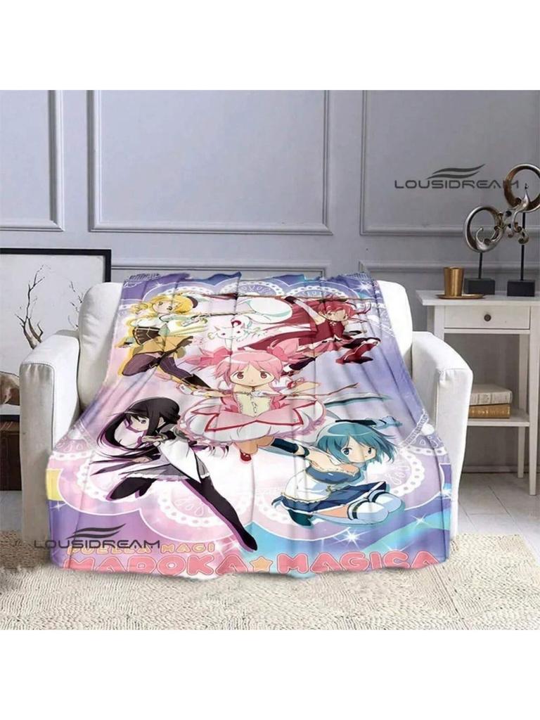 Puella Magi Madoka A Cartoon Printed Blankets Flange Warm Blanket Picnic Blanket Soft And Comfortable Blanket Birthday Gift