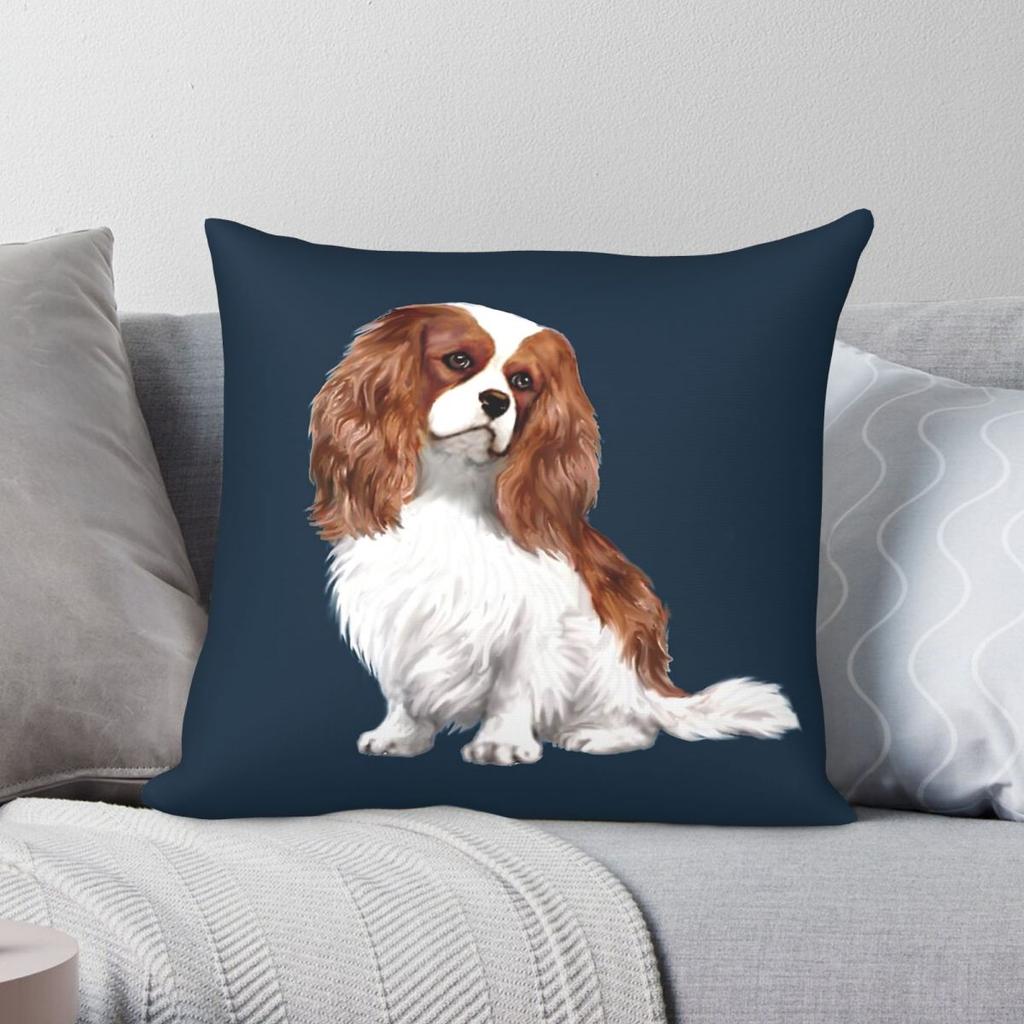 Cavalier King Charles Spaniel Blenheim Square Pillowcase Polyester Linen Velvet Pattern Decor Pillow Sofa Seater Cushion Cover
