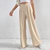 Spring and Autumn Women Solid Color Casual Long Pants Fashion Wide Leg Trousers Comfort Loose High Waist Pants Commuting Style
