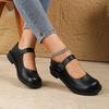 Small Leather Shoes Women's Four Seasons Retro One-word Buckle Mary Jane Gentle Princess Shoes