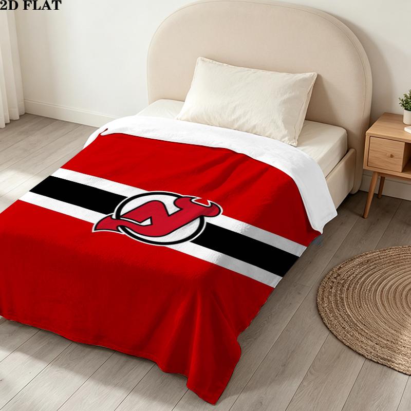 New Jersey Devils Print Flannel Blanket High Quality Warm Comfortable Cover for All Seasons Perfect for Gifts Home Decor