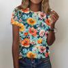 Women's Fashion Casual Printed Round Neck Short Sleeved T-Shirt Top T-Shirt Top Top