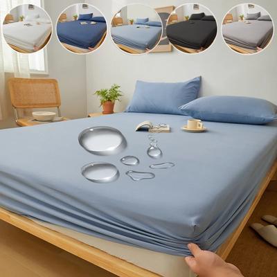 Водонепроницаемый чехол-протектор для матраса, устойчивый к пятнам, машинная стирка, мягкое полиэстеровое постельное белье для всех сезонов, подходит для размеров Queen и King, серый