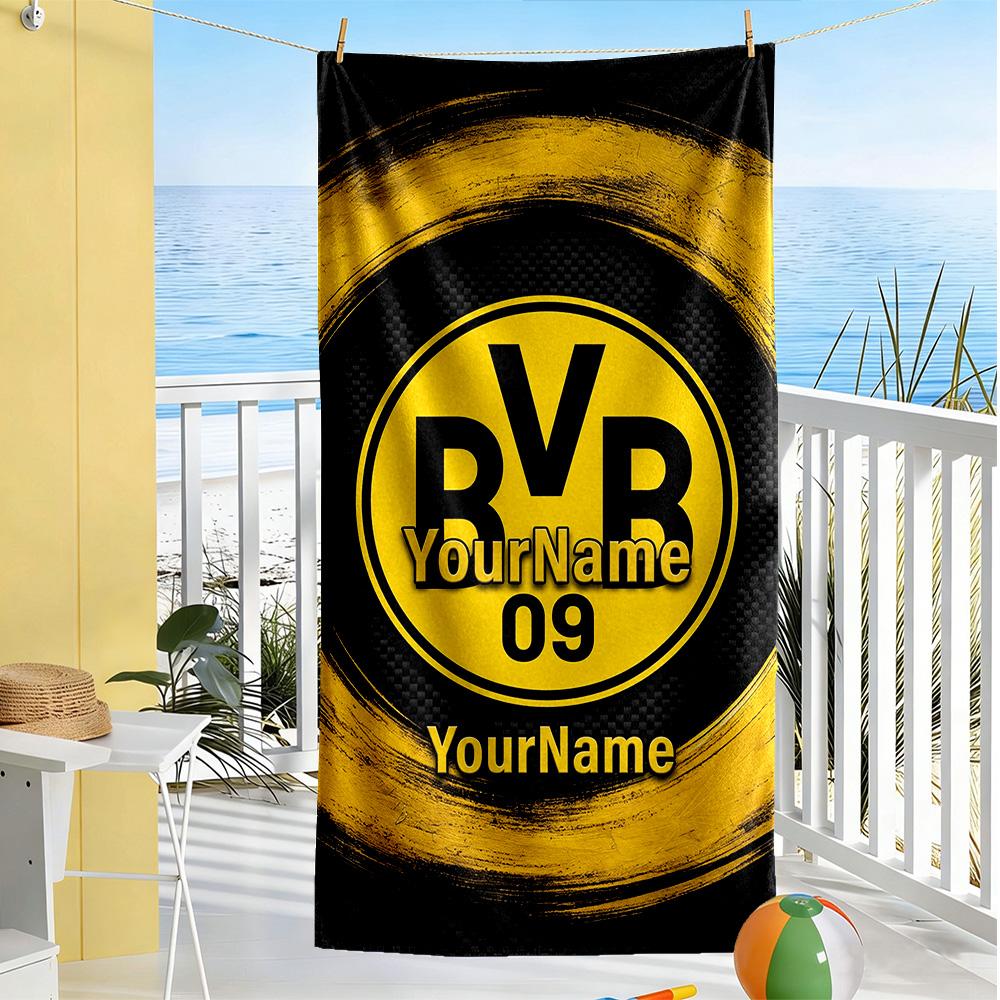 Borussia Dortmund Customize Your Name Beach Towel Super Soft Microfiber Quickdry Fabric