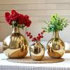 Glossy Golden Metal Flower Vase for Home Decor| Decoration Item for Living Room Office| Table Decorative Flower Pot for Gifting | (Pack of 3