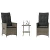 VidaXL 3-piece Bistro Set with Grey Cushions Braided Resin 365654