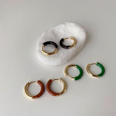 Модные простые зеленые черные коричневые круглые металлические серьги-кольца в новом корейском стиле Brincos Jewelry