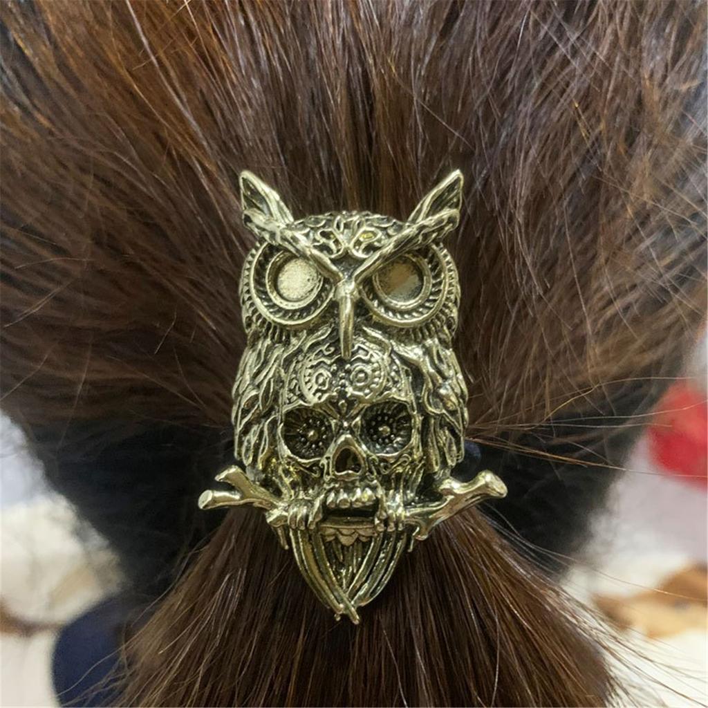 Halloween Theme 3D Owl Skull Hair Rope for Adult Female Teens Punk Hairband Dark Series Festival Hair Band Accessories
