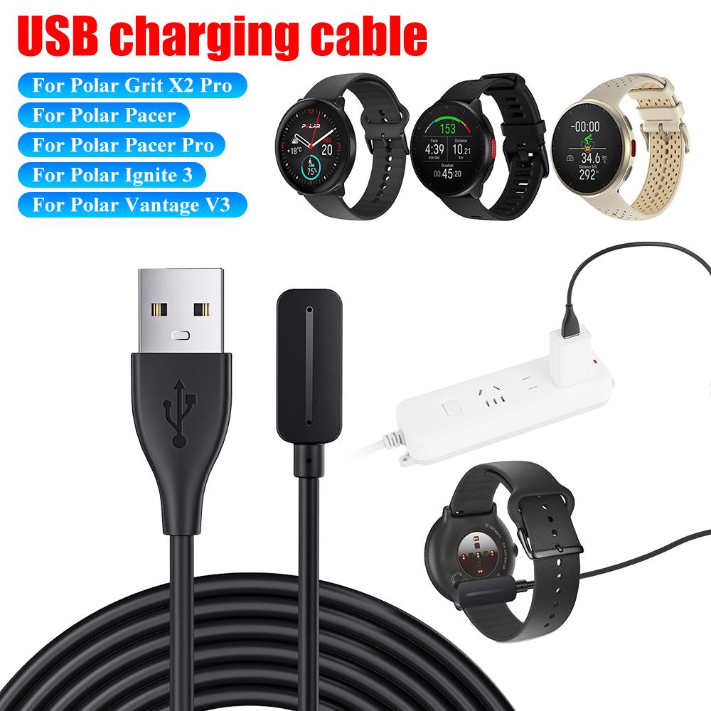 1 м Магнитный USB-кабель для зарядки, док-станция, зарядный провод, кабель питания для Polar Pacer/Pacer Pro/Ignite 3/Vantage V3