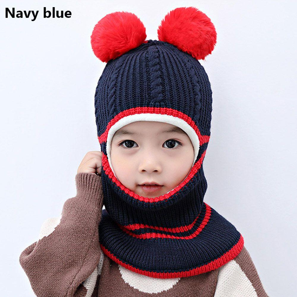 Маска-шапка Зимняя теплая детская шапка-бини Мультяшная шапка-балаклава Детская вязаная шапка Защита шеи и лица