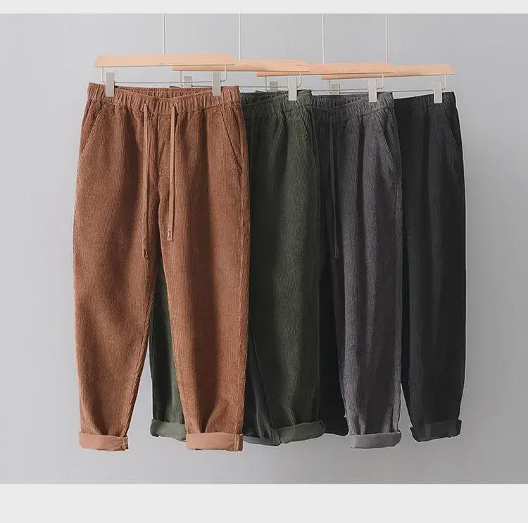 Мужские вельветовые брюки прямого кроя с эластичной талией L8235 в стиле ретро