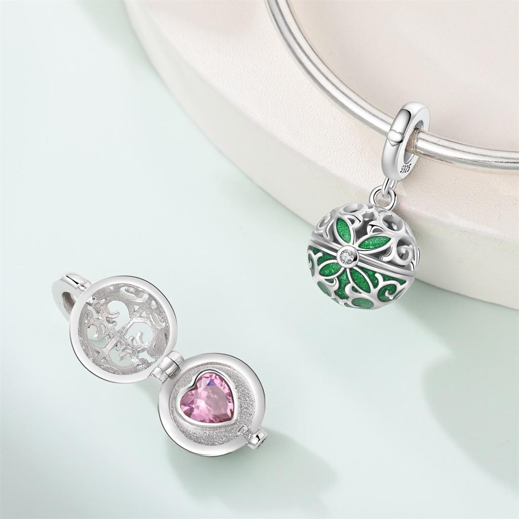 925 Silver 3D Openable Locket Bracelet Charm Bead Easter Pendant Fit Bracelet Necklace for Women DIY Gift