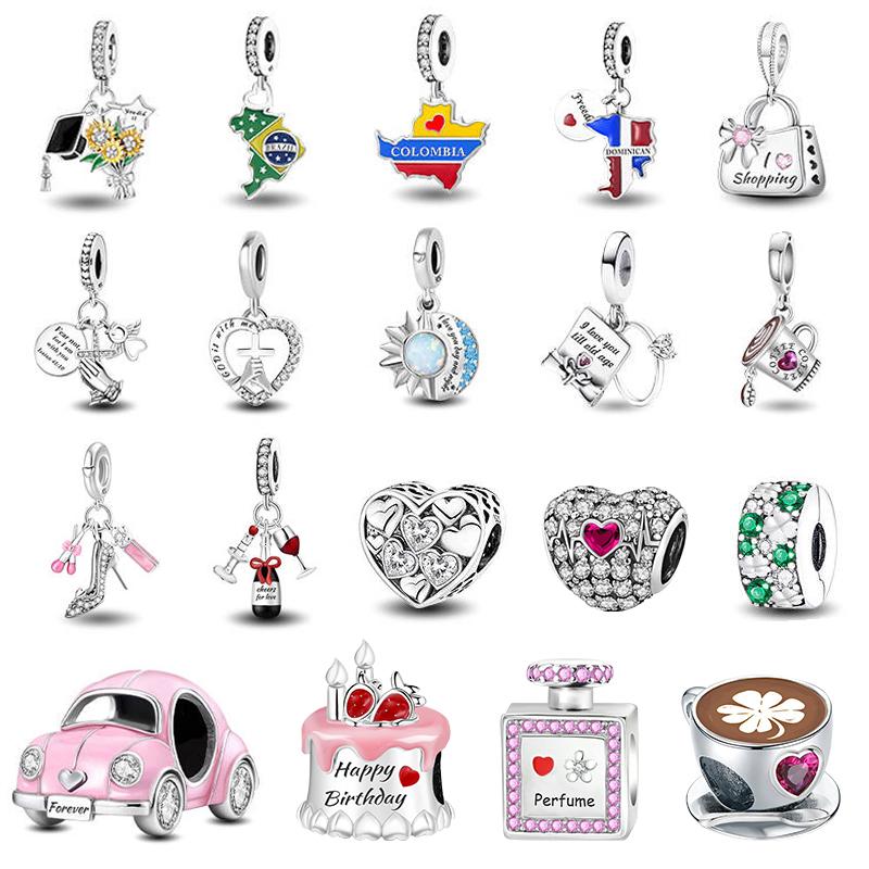 925 Silver Sunflower Car Stars Moon Safety Charms Beads Fit Diy Bracelet Necklace Making Gift Of High Quality Jewelry