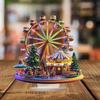 Valentine's Day Desktop Statue Xmas Ferris Wheel Figurine Christmas Scene 2D Acrylic Ornament for