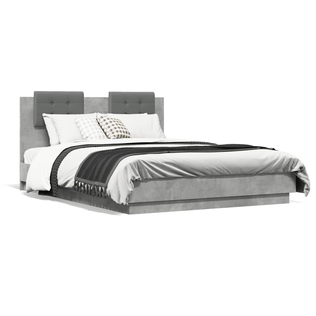 Bed Frame with Headboard Concrete Grey 120 x 190 cm Engineered Wood
