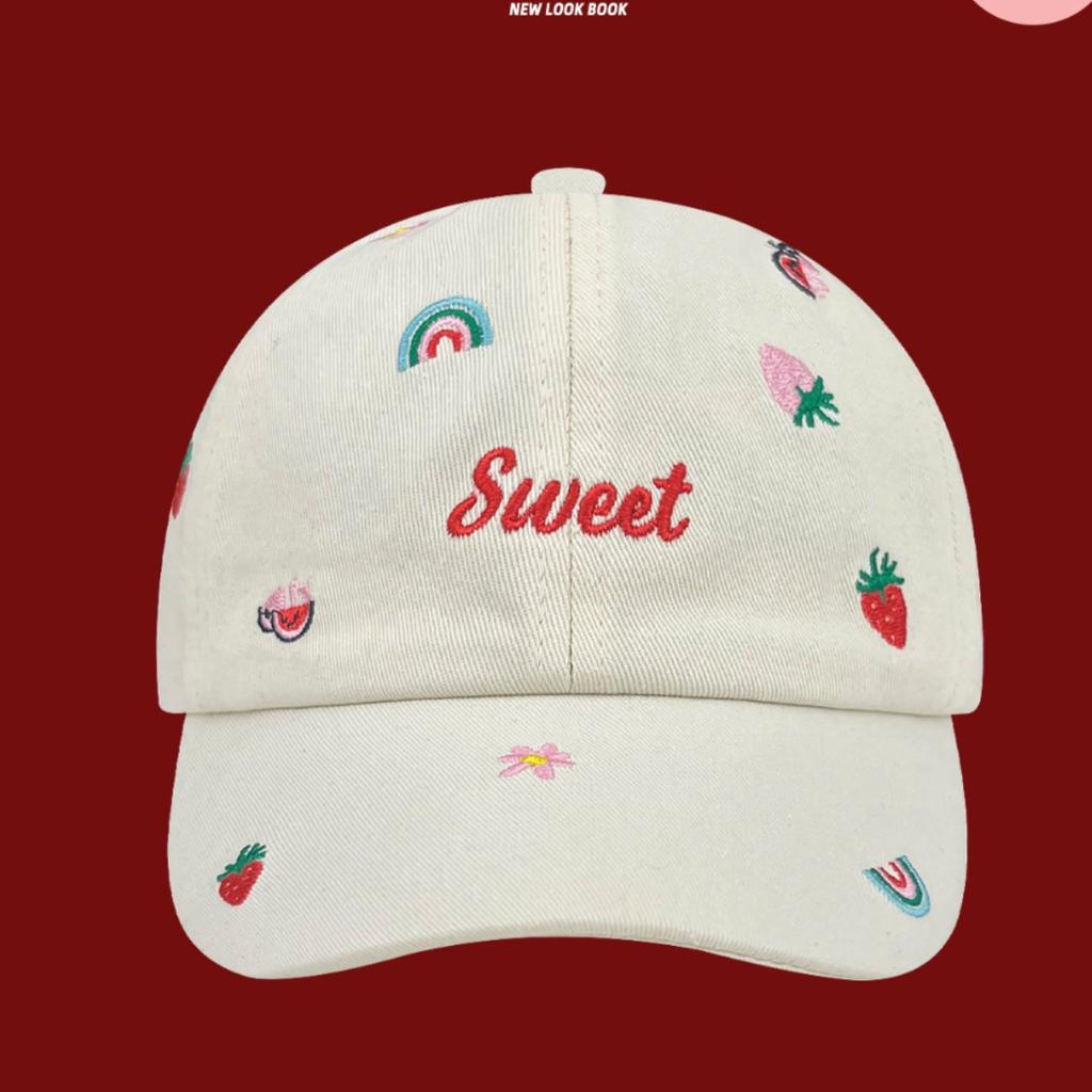 Fashion Hat Cute Cartoon Embroidery Baseball Hat Girls Spring Summer Outdoor Sunscreen Sun Hat Versatile Face Peaked Hat Tide