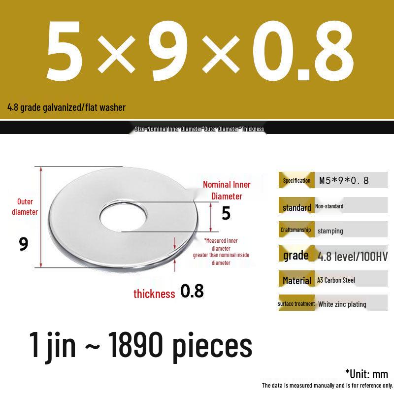 Оцинкованная Extra Large Утолщенная Металлическая Плоская Шайба (M6-M16)