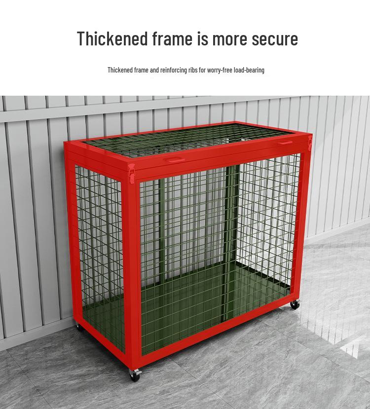 Heavy-Duty Mobile Army Green Storage Cage with Casters