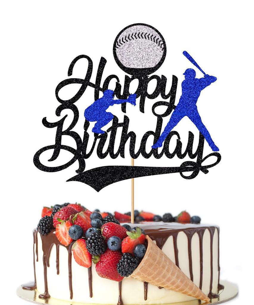 Golf Happy Birthday Cake Topper Golf Ball Player Cake Decorations Glitter Happy Birthday Cake Topper Sports Themed Party Decoration Supplies
