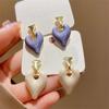Модные серьги в форме сердца с капельной глазурью Серьги-гвоздики для женщин Серьги Ювелирные изделия Подарок девушке Brincos