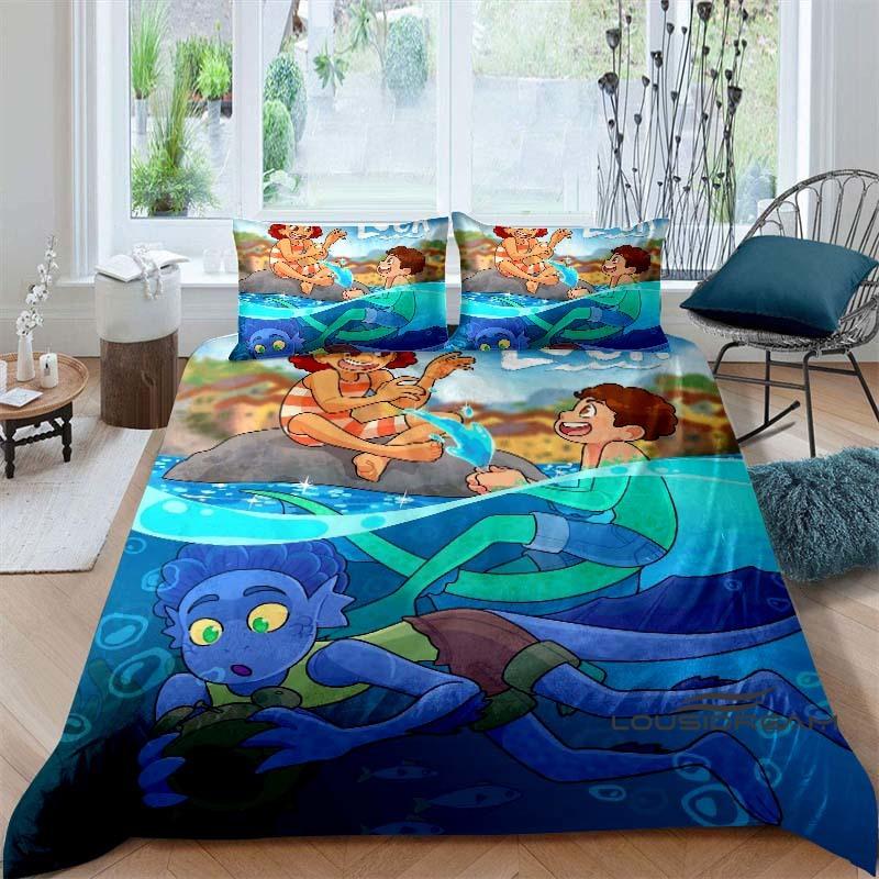 3D Printed Cute Disney Luca Duvet Cover and Pillowcase Set - Home Decor, Creative Plus Size Bedding Set