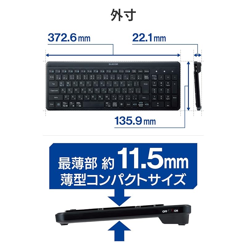 ELECOM wireless keyboard Quiet With numeric keypad Thin and compact size Windows ChromeOS Compatible with macOS black TK-QT30DMBK