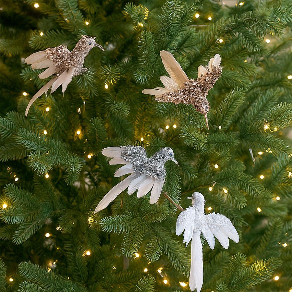 2 шт. Блестящие перьевые птички, украшения, красивые клипсы-птички, украшения, украшение для вечеринки